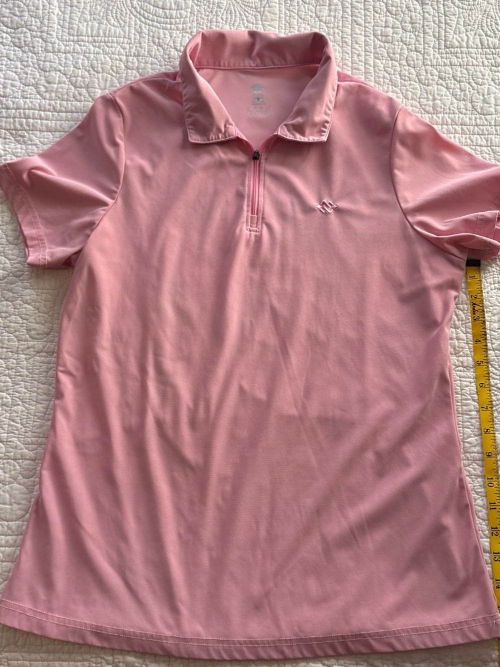 Women's Light Pink Short-Sleeve Polo with Quarter Zip